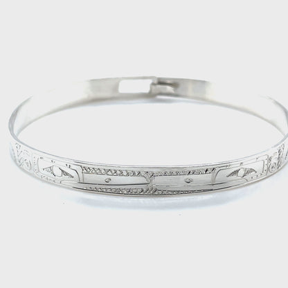 Bangle - Sterling Silver - 1/4" - Hummingbirds