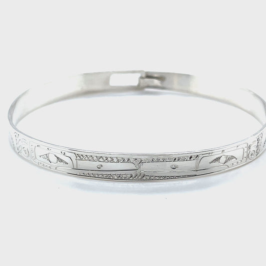 Bangle - Sterling Silver - 1/4" - Hummingbirds