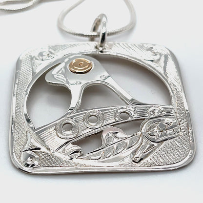 Pendant - Gold & Silver - Square - Orca