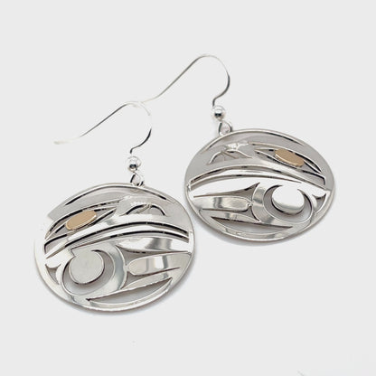 Earrings - Gold & Silver - Round - Raven