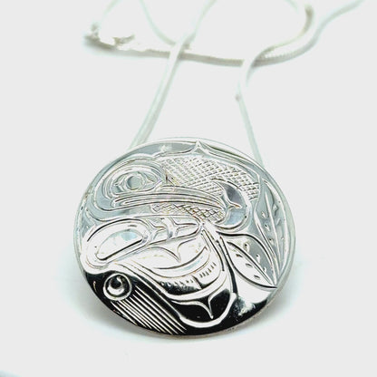 Pendant - Sterling Silver - Round - Hummingbird