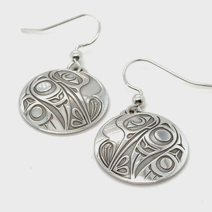 Earrings - Sterling Silver - Drop - Round - Hummingbird - Medium - 20mm