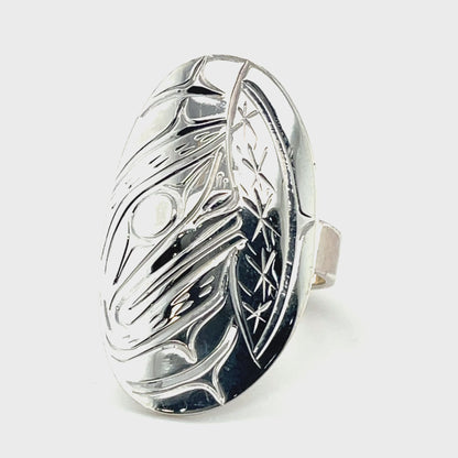 Ring - Sterling Silver - Oval - Moon - size 9.25