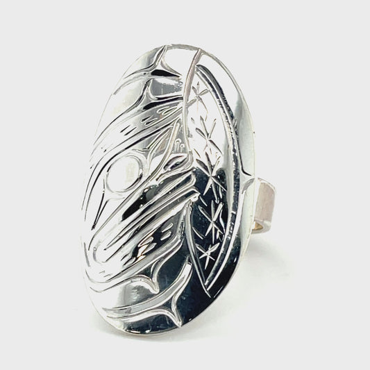 Ring - Sterling Silver - Oval - Moon - size 9.25