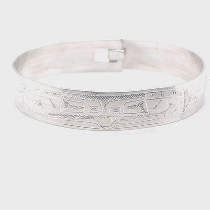 Bangle - Sterling Silver - 1/2" - Ravens & Sun
