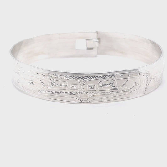 Bangle - Sterling Silver - 1/2" - Ravens & Sun