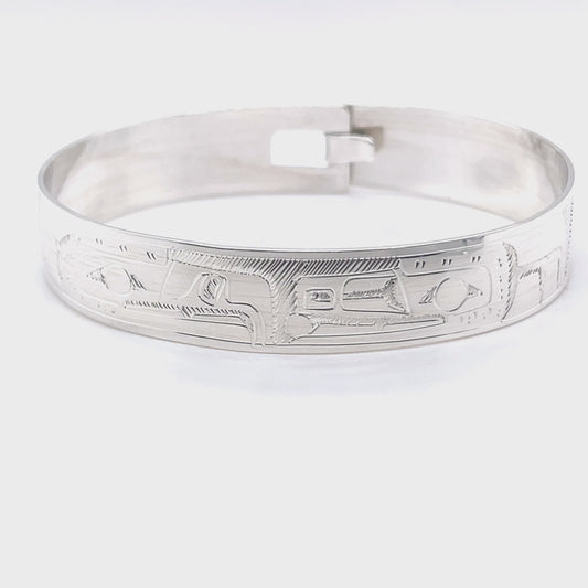 Bangle - Sterling Silver - 1/2" - Eagle & Raven