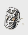 Ring - Sterling Silver & Gold - Oval Face - Wolf - Size 8