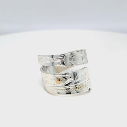 Ring - Gold & Silver - Wrap - Raven - Size 7.5