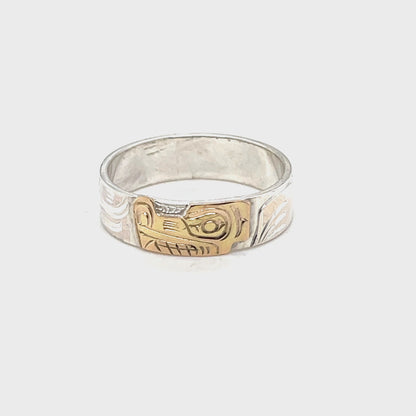 Ring - Gold and Silver - 1/4" - Wolf - Size 11