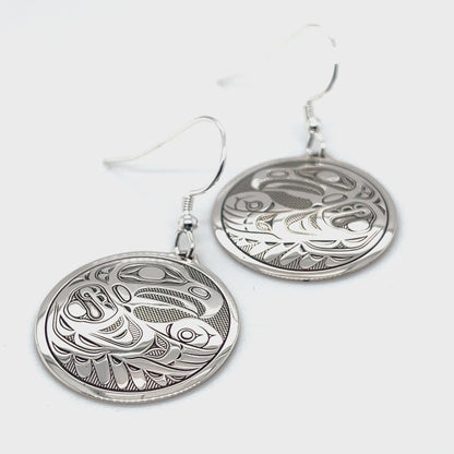 Earrings - Sterling Silver - Round - Eagle