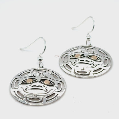 Earrings - Gold & Silver - Round - Moon