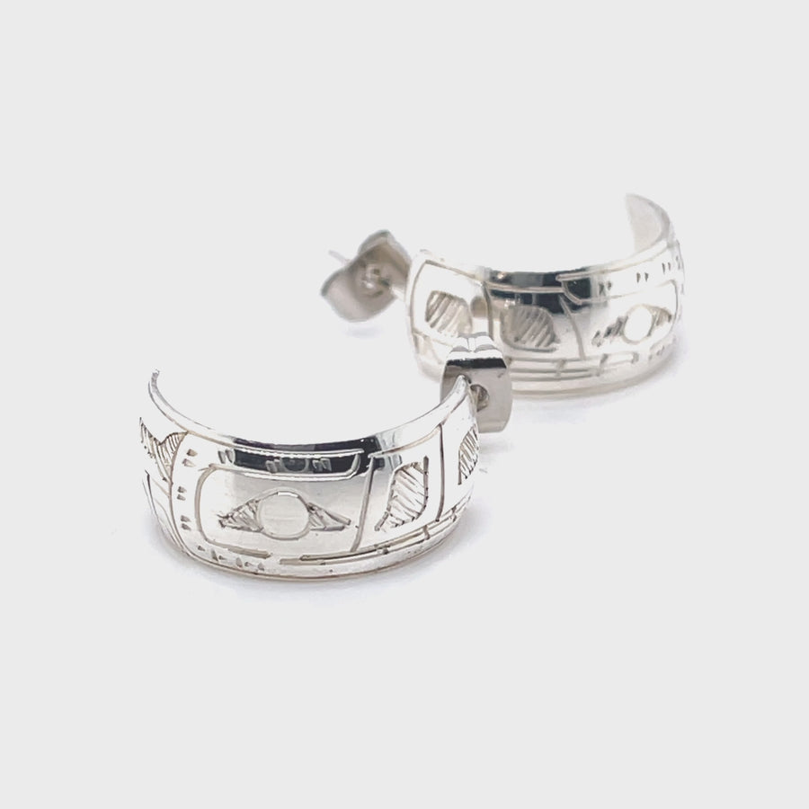 Earrings - Sterling Silver - Half Hoop - 3/8