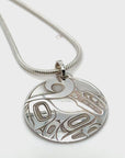 Pendant - Sterling Silver - Round - 25mm - Wolf