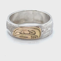 Ring - Gold and Silver - 1/4" - Salmon - Size 8