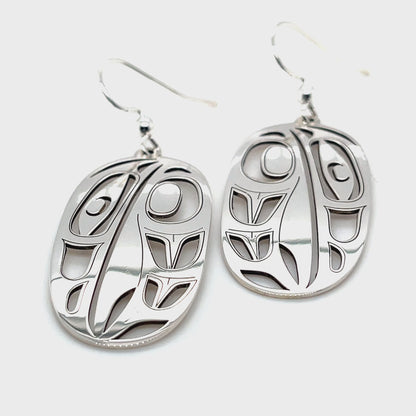 Earrings - Sterling Silver - Drop - Oval - Raven - XLarge - 44mm