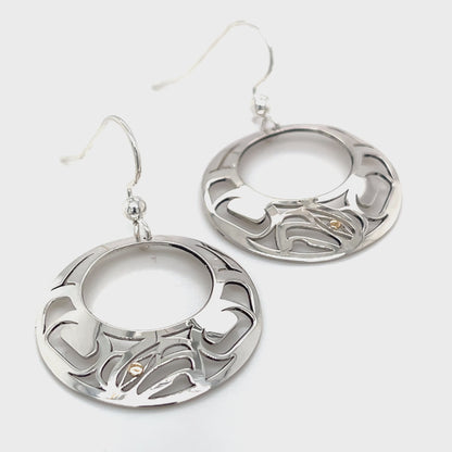Earrings - Gold & Silver - Round - Eagle - Offset