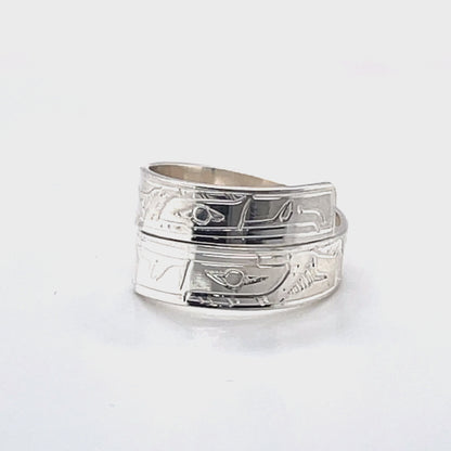 Ring - Sterling Silver - Wrap - 3/16" - Eagles - Size 6.25