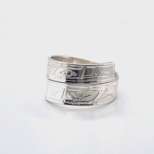 Ring - Sterling Silver - Wrap - 3/16" - Eagles - Size 6.25