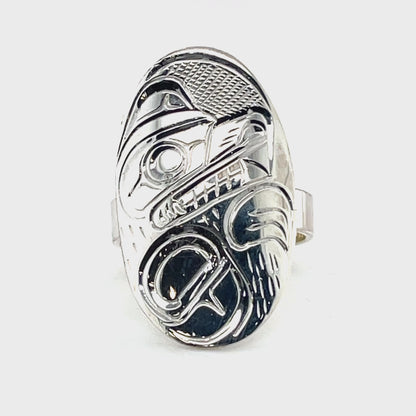 Ring - Sterling Silver - Oval - Bear - Size 10