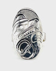 Ring - Sterling Silver - Oval - Bear - Size 10