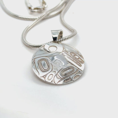 Pendant - Sterling Silver - Round - Wolf - Small - 20mm