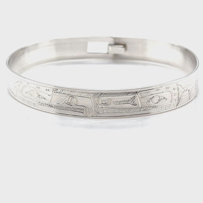 Bangle - Sterling Silver - 3/8" - Eagle & Raven