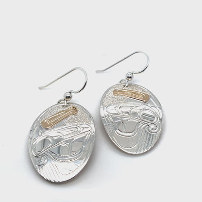 Earrings - Gold & Silver - Oval - Eagle