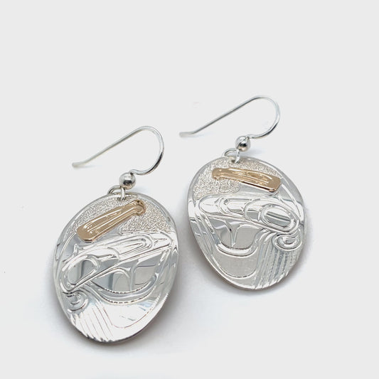 Earrings - Gold & Silver - Oval - Eagle