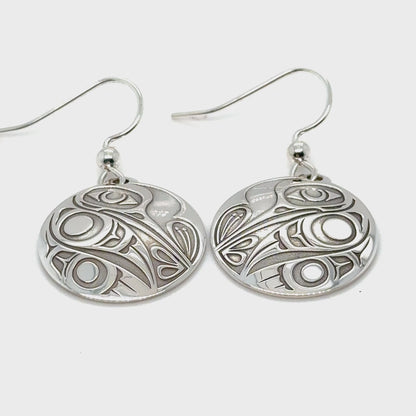 Earrings - Sterling Silver - Drop - Round - Hummingbird - Medium - 20mm