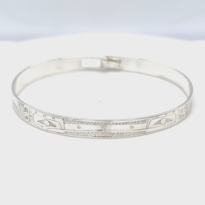 Bangle - Sterling Silver - 1/4" - Hummingbirds