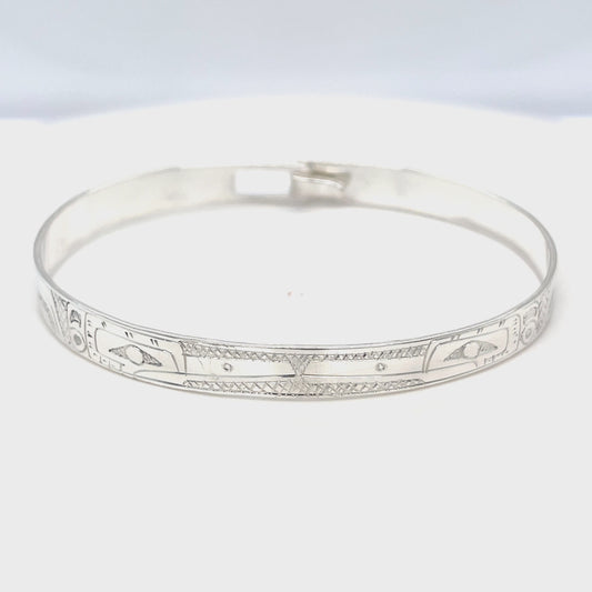 Bangle - Sterling Silver - 1/4" - Hummingbirds