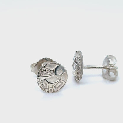 Earrings - Sterling Silver - Stud - Wolf - Micro - 8mm