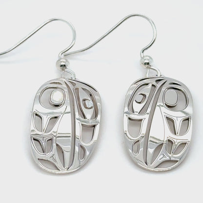 Earrings - Sterling Silver - Drop - Oval - Raven - Large - 30mm