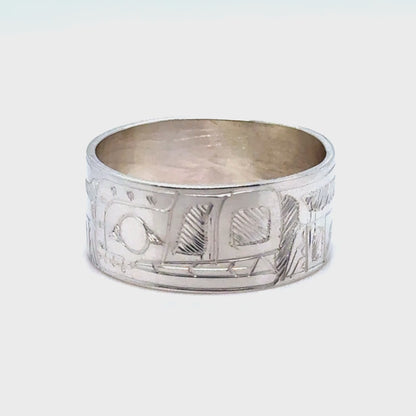 Ring - Sterling Silver - 3/8" - Wolf