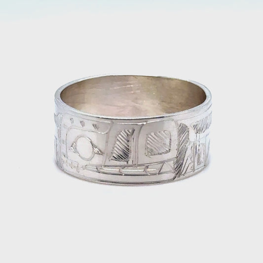 Ring - Sterling Silver - 3/8" - Wolf
