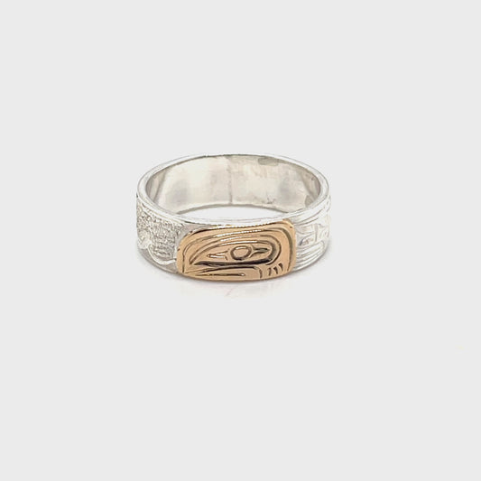 Ring - Gold and Silver - 1/4" - Salmon - Size 7.5