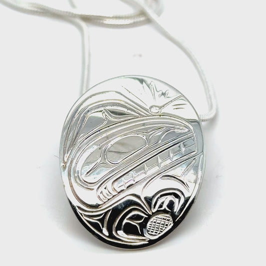 Pendant - Sterling Silver - Oval - Orca