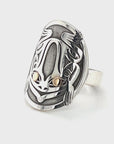 Ring - Sterling Silver & Gold - Oval Face - Frog - Size 7