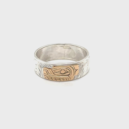 Ring - Gold and Silver - 1/4" - Wolf - Size 12