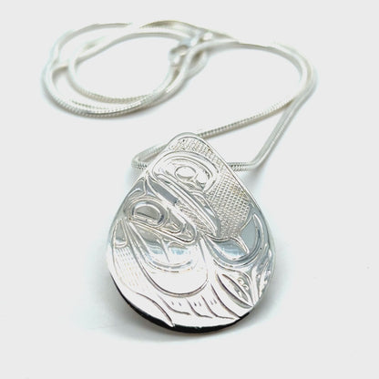 Pendant - Sterling Silver - Teardrop - Hummingbird