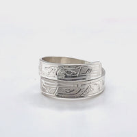 Ring - Sterling Silver - Wrap - 3/16" - Eagles - Size 6.75