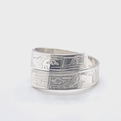 Ring - Sterling Silver - Wrap - 3/16" - Eagles - Size 7.5
