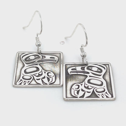 Earrings - Sterling Silver - Rectangle - Raven
