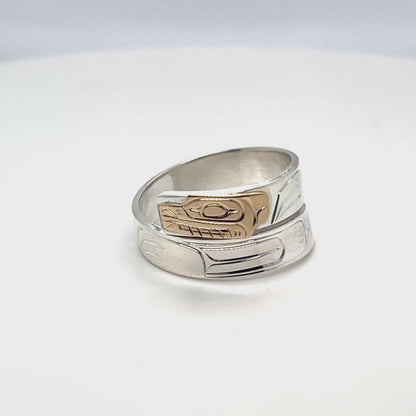 Ring - Gold and Silver - 3/16" - Wrap - Bear - Size 7.5