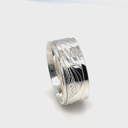Ring - Silver - Raven - 2 Layer Band - Size 10