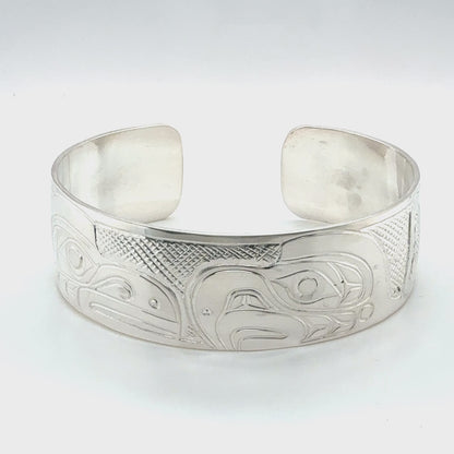 Bracelet - Sterling Silver - 3/4" - Raven & Eagle - Longer Length