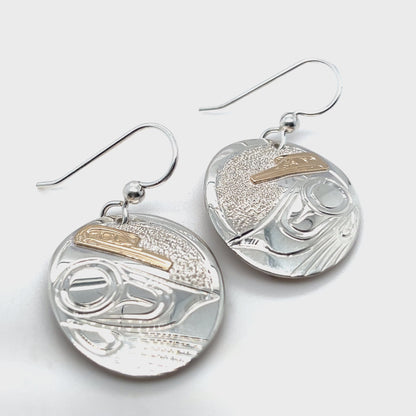 Earrings - Gold & Silver - Oval - Hummingbirds