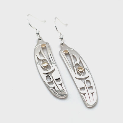 Earrings - Gold & Silver - Feather - Raven