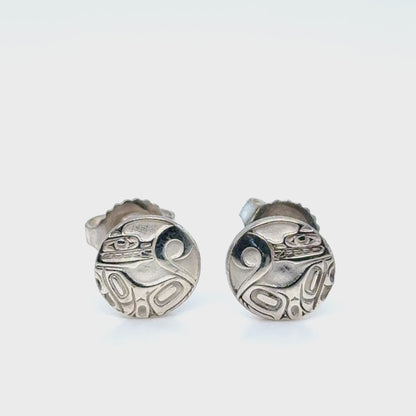 Earrings - Sterling Silver - Stud - Wolf - Micro - 8mm